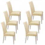 Σετ 6τμχ Ελαστικό Κάλυμμα Καρέκλας χωρίς βολάν με πλάτη Εκρού