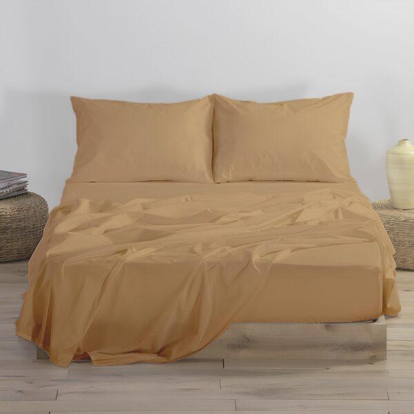 Σετ Σεντόνια Υπέρδιπλα Βαμβακοσατέν 4ΤΜΧ 240Χ260cm - BEIGE