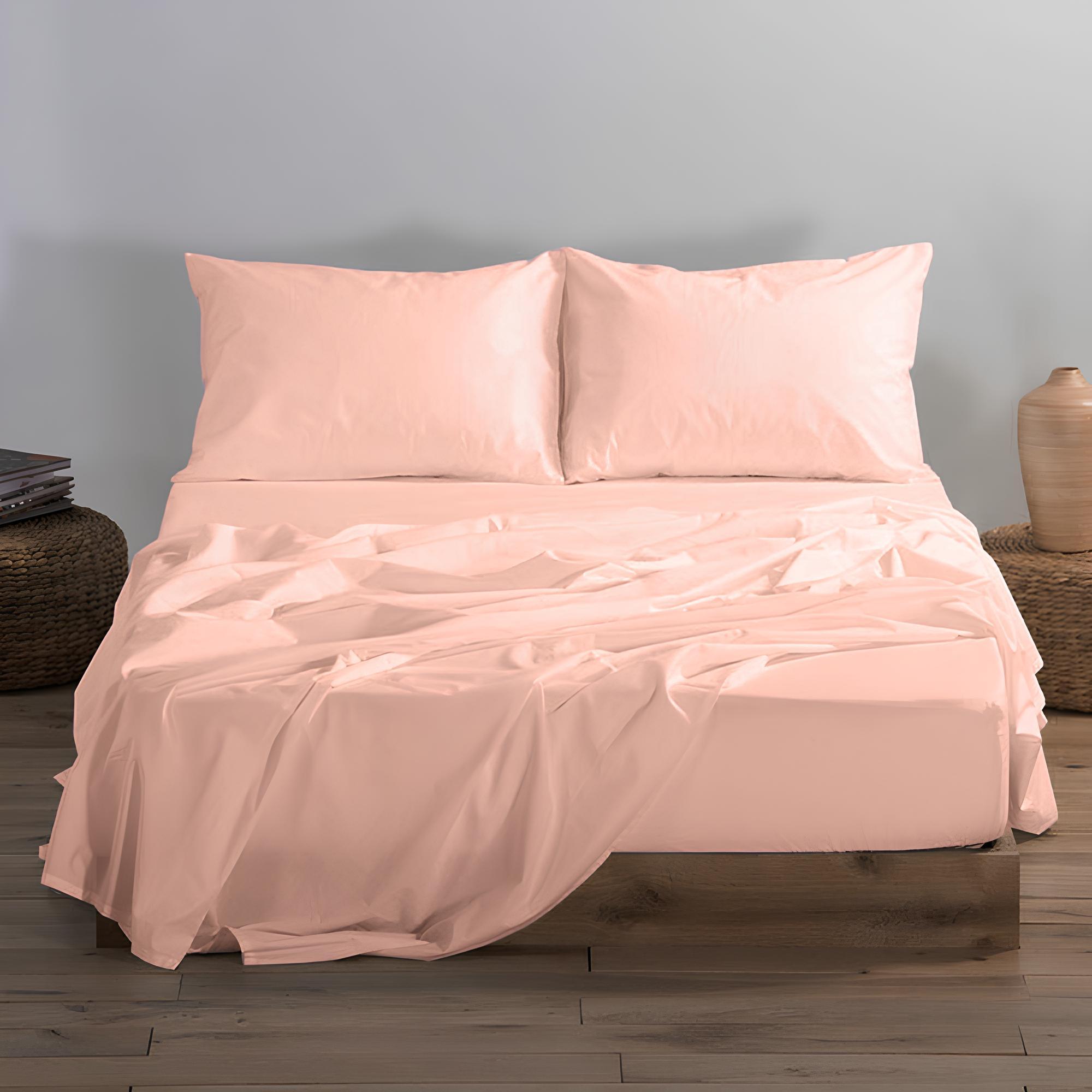 Σετ Σεντόνια Υπέρδιπλα Βαμβακοσατέν 4ΤΜΧ 240Χ260cm - LIGHT PINK