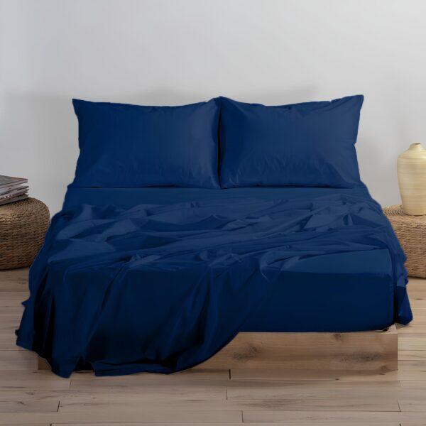 Σετ Σεντόνια Υπέρδιπλα Βαμβακοσατέν 4ΤΜΧ 240Χ260cm - ROYAL BLUE
