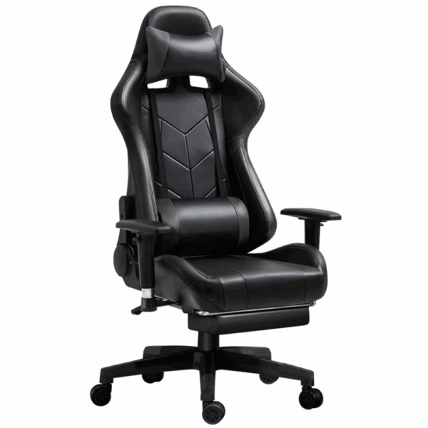 Gaming Καρέκλα XL Δερματίνης με Ρυθμιζόμενα Μπράτσα και υποπόδιο ΜΑΥΡΟ ΜΑΥΡΟ 68x60x125/135cm