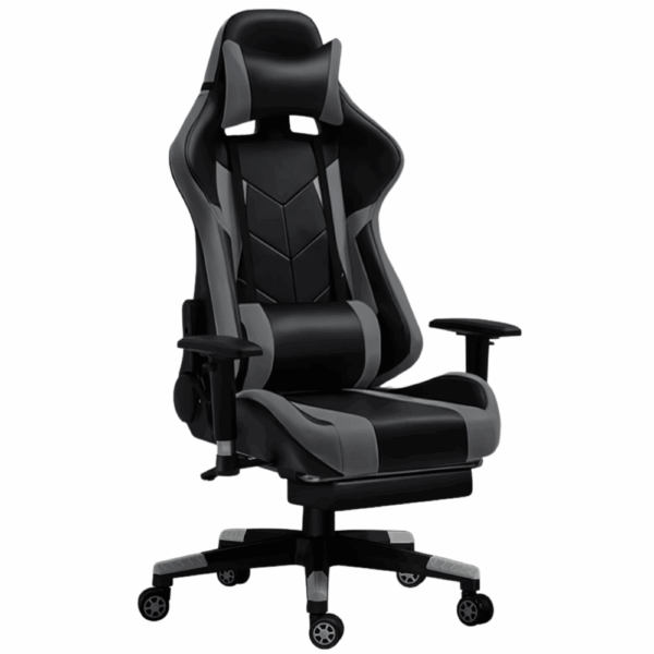 Gaming Καρέκλα XL Δερματίνης με Ρυθμιζόμενα Μπράτσα και υποπόδιο ΓΚΡΙ ΜΑΥΡΟ 68x60x125/135cm