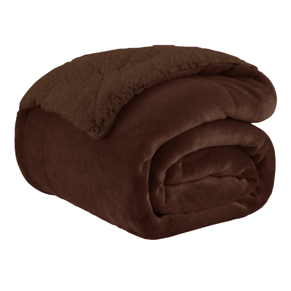 FLANNEL Sherpa Ultra Soft Υπέρδιπλο ΚΟΥΒΕΡΤΟΠΑΠΛΩΜΑ 3,1KG – 220×240 – ΚΑΦΕ