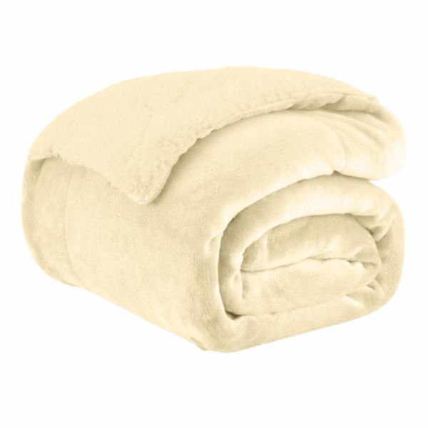 FLANNEL Sherpa Ultra Soft Υπέρδιπλο ΚΟΥΒΕΡΤΟΠΑΠΛΩΜΑ 3,1KG – 220×240 – ΚΡΕΜ