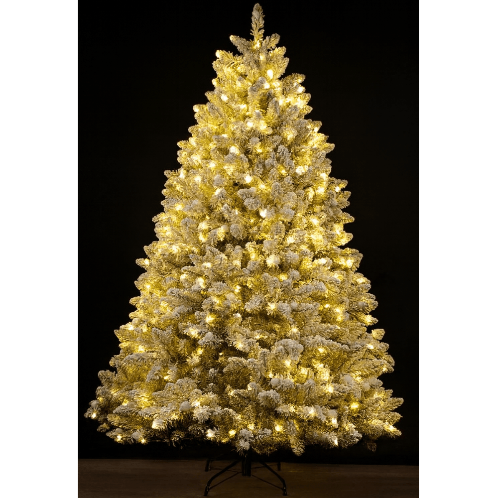 Χριστουγεννιάτικο Δέντρο Golden Royal Glow Χιονισμένο με φωτισμό 210εκ. με 1524 Κλαδιά