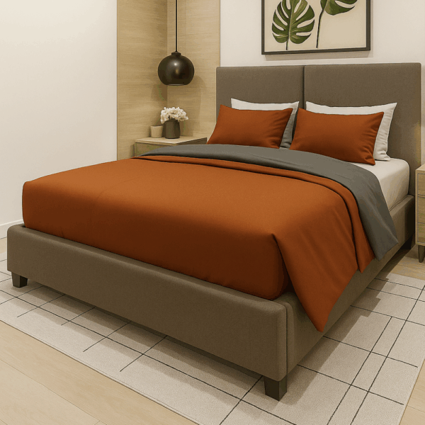 Luxury Σετ Σεντόνια Υπέρδιπλα Βαμβακοσατέν 4 ΤΜΧ 300TC 240X270cm ΚΕΡΑΜΙΔΙ-ΓΚΡΙ