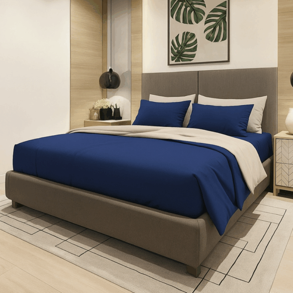 Luxury Σετ Σεντόνια Υπέρδιπλα Βαμβακοσατέν 4 ΤΜΧ 300TC 240X270cm ΜΠΛΕ-ΜΠΕΖ