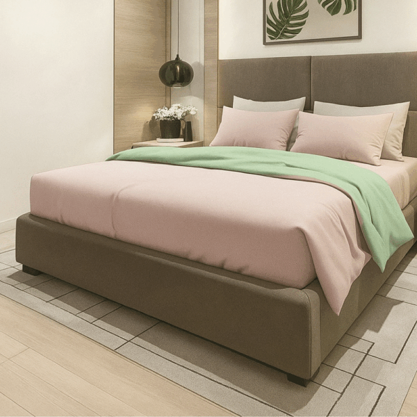 Luxury Σετ Σεντόνια Υπέρδιπλα Βαμβακοσατέν 4 ΤΜΧ 300TC 240X270cm ΡΟΖ-ΜΕΝΤΑ