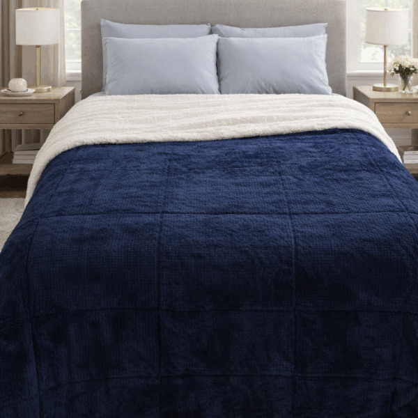 1 + 1 ΔΩΡΟ Κουβερτοπάπλωμα ανάγλυφο velur Πολυτελείας Υπέρδιπλο Ζεστό MIDNIGHT BLUE 240×260 cm