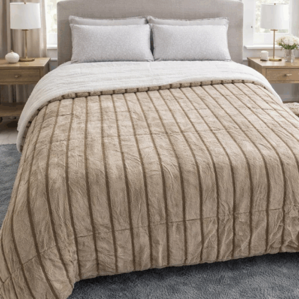 1 + 1 ΔΩΡΟ Κουβερτοπάπλωμα Rabbit Fur Πολυτελείας Υπέρδιπλο Ζεστό CARAMELLE 240×260 cm