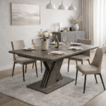 Επεκτεινόμενο Τραπέζι MDF έως 180 μέτρα – Καφέ εφέ πέτρας