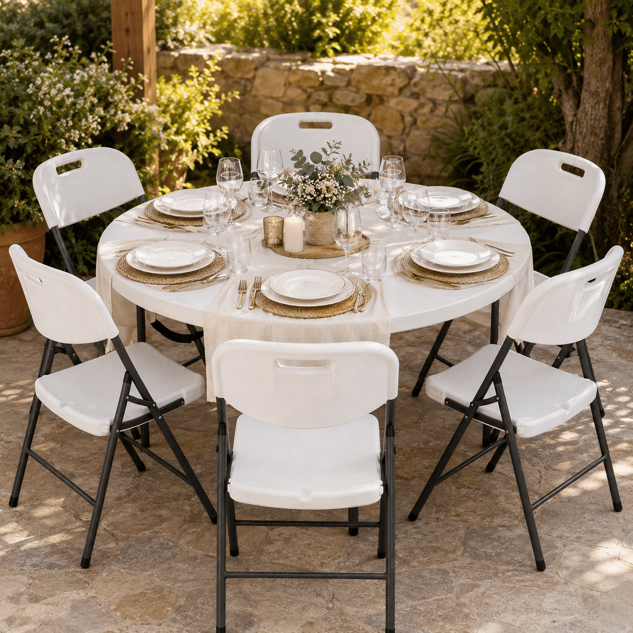 Στρογγυλό Πτυσσόμενο Τραπέζι Catering Ø122 cm – Ιδανικό για 6-8 Άτομα