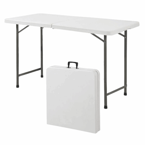 Πτυσσόμενο Τραπέζι HDPE 120x60x58/64/74 εκ. Ρυθμιζόμενο Ύψος Λευκό