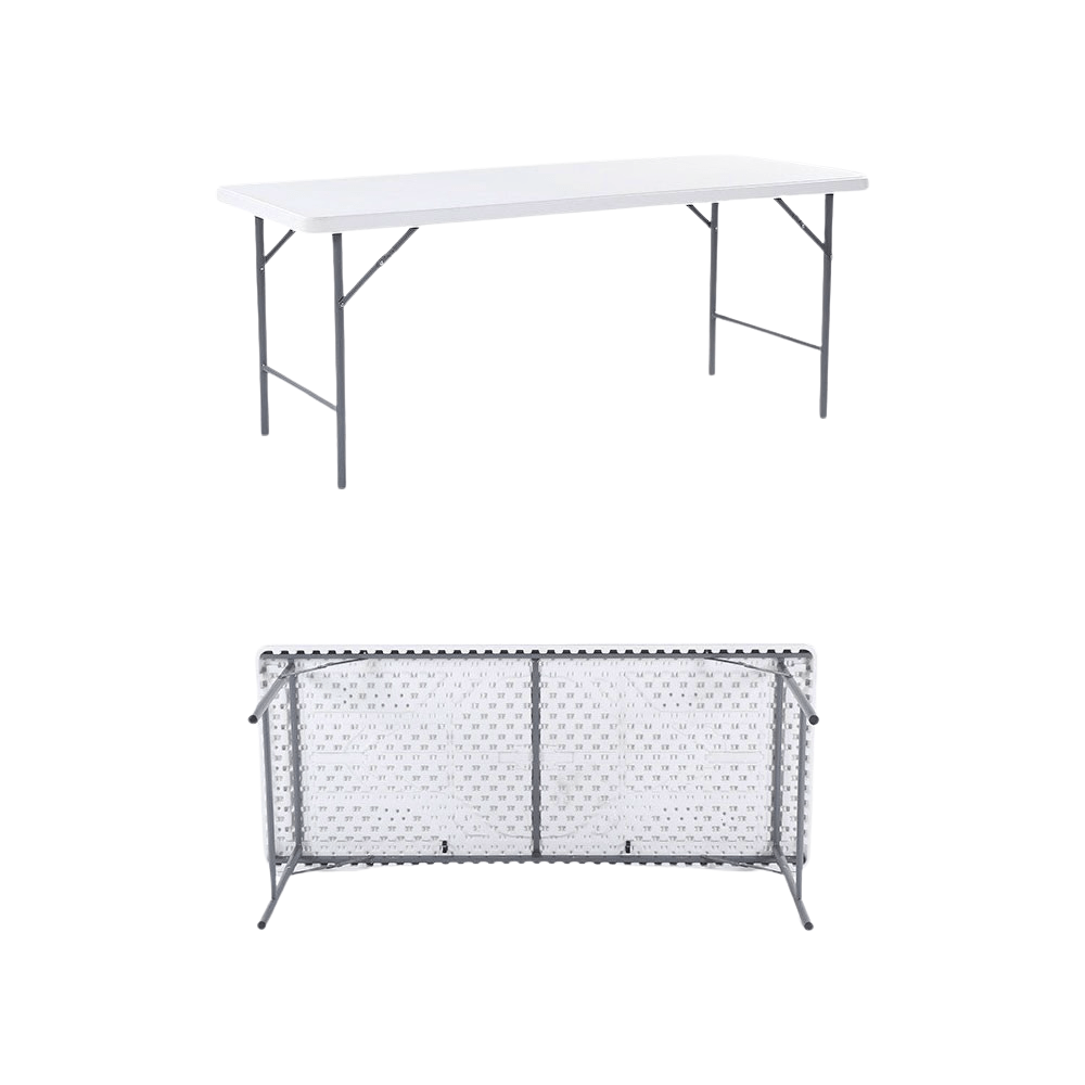 Πτυσσόμενο Τραπέζι HDPE 120x60x58/64/74 εκ. Ρυθμιζόμενο Ύψος Λευκό - Image 4