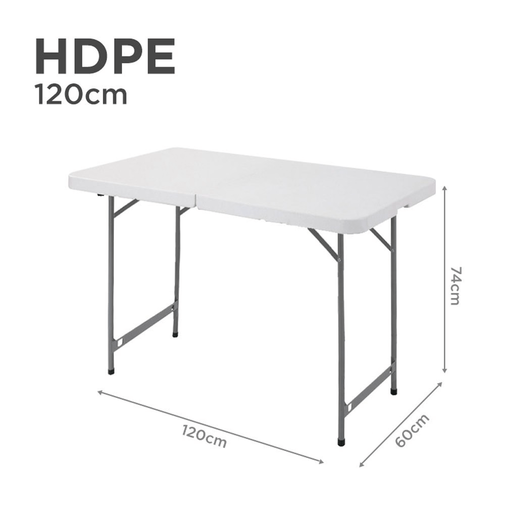 Πτυσσόμενο Τραπέζι HDPE 120x60x58/64/74 εκ. Ρυθμιζόμενο Ύψος Λευκό - Image 5
