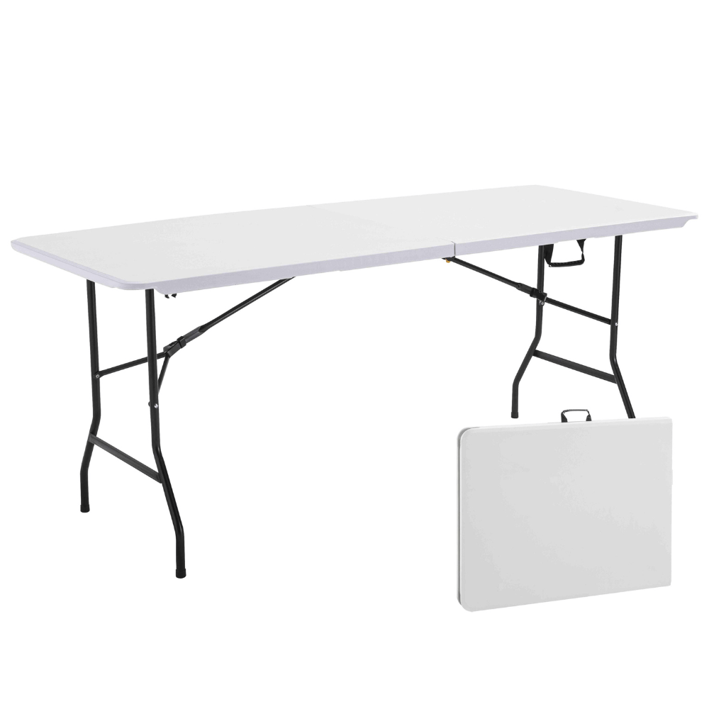 Πτυσσόμενο Τραπέζι 180x74x74 εκ. HDPE Λευκό με Μεταλλικό Σκελετό