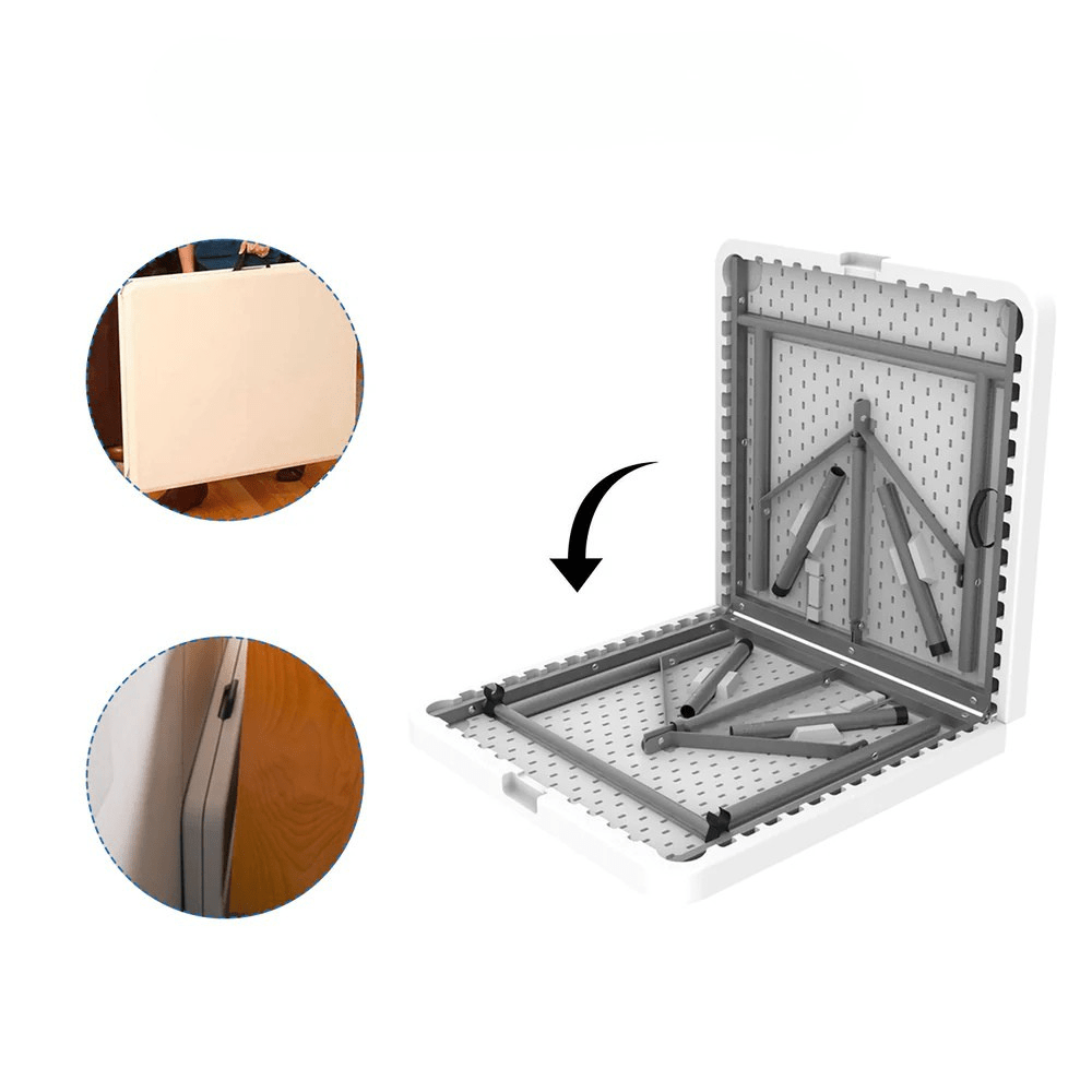 Πτυσσόμενο Τραπέζι 180x74x74 εκ. HDPE Λευκό με Μεταλλικό Σκελετό - Image 4