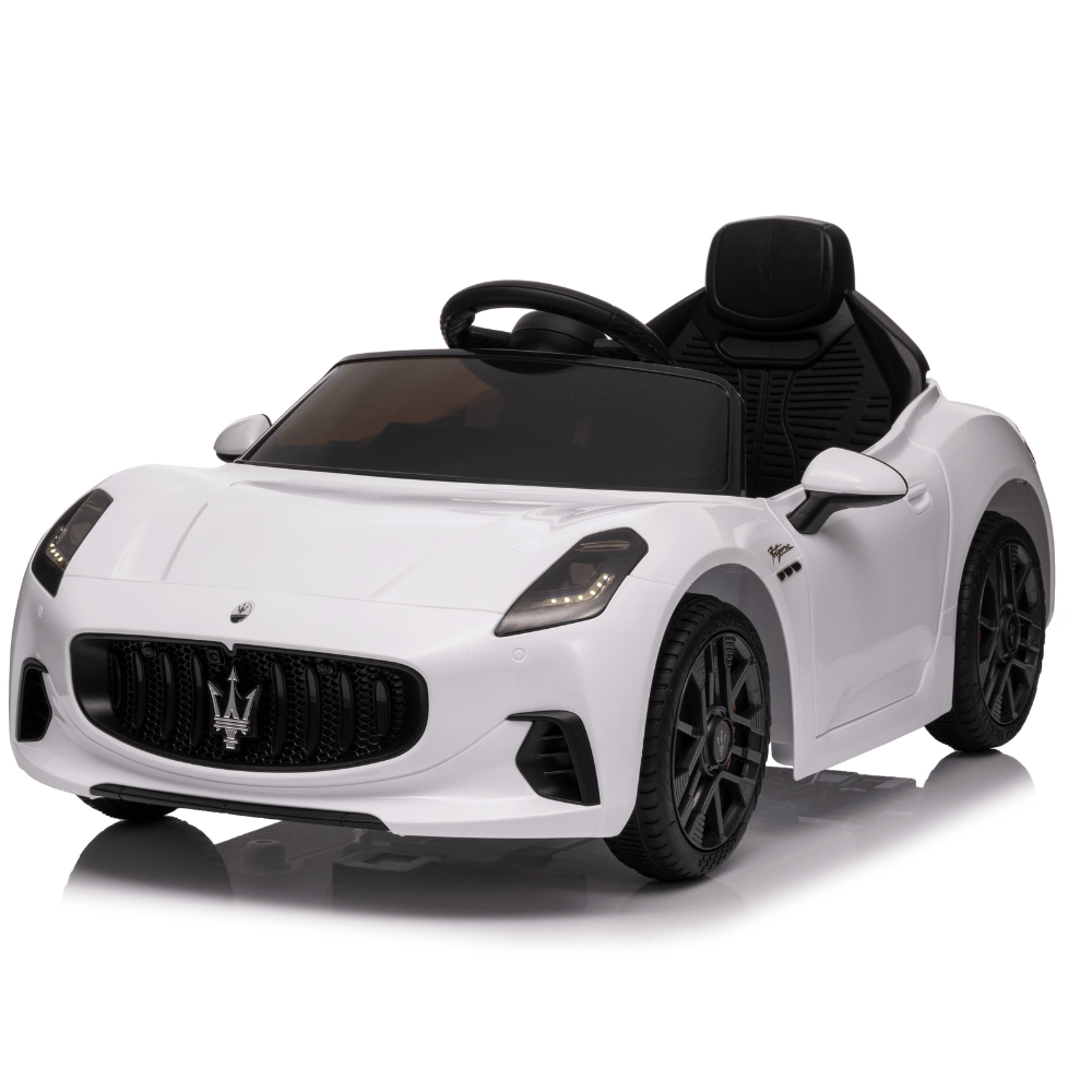 Licensed Maserati Ηλεκτροκίνητο Παιδικό Αυτοκίνητο 12V – Με Τηλεχειριστήριο, Bluetooth, LED Φώτα & Ανοιγόμενες Πόρτες - ΛΕΥΚΟ