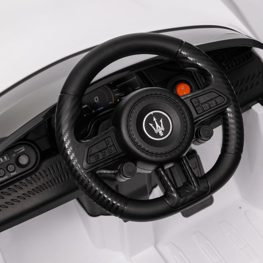 Licensed Maserati Ηλεκτροκίνητο Παιδικό Αυτοκίνητο 12V – Με Τηλεχειριστήριο, Bluetooth, LED Φώτα & Ανοιγόμενες Πόρτες - ΛΕΥΚΟ - Image 10
