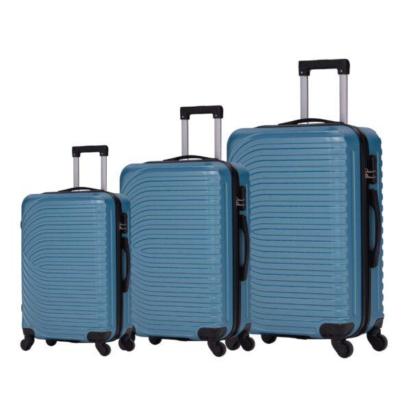 MOVE Σετ Βαλίτσες 3 Τεμαχίων 20″-24″-28″ – Σκληρές, Ελαφριές & Ανθεκτικές – ΜΠΛΕ ΜΕΤΑΛΛΙΚΟ