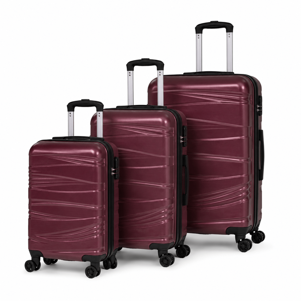 MILANO Σετ Βαλίτσες 3 Τεμαχίων 20″-24″-28″ – Σκληρές, Ελαφριές & Ανθεκτικές – ΜΠΟΡΝΤΟ