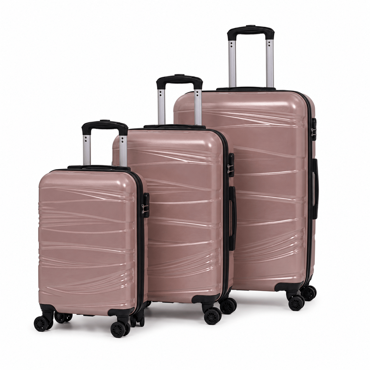 MILANO Σετ Βαλίτσες 3 Τεμαχίων 20″-24″-28″ – Σκληρές, Ελαφριές & Ανθεκτικές – ΡΟΖ ΧΡΥΣΟ