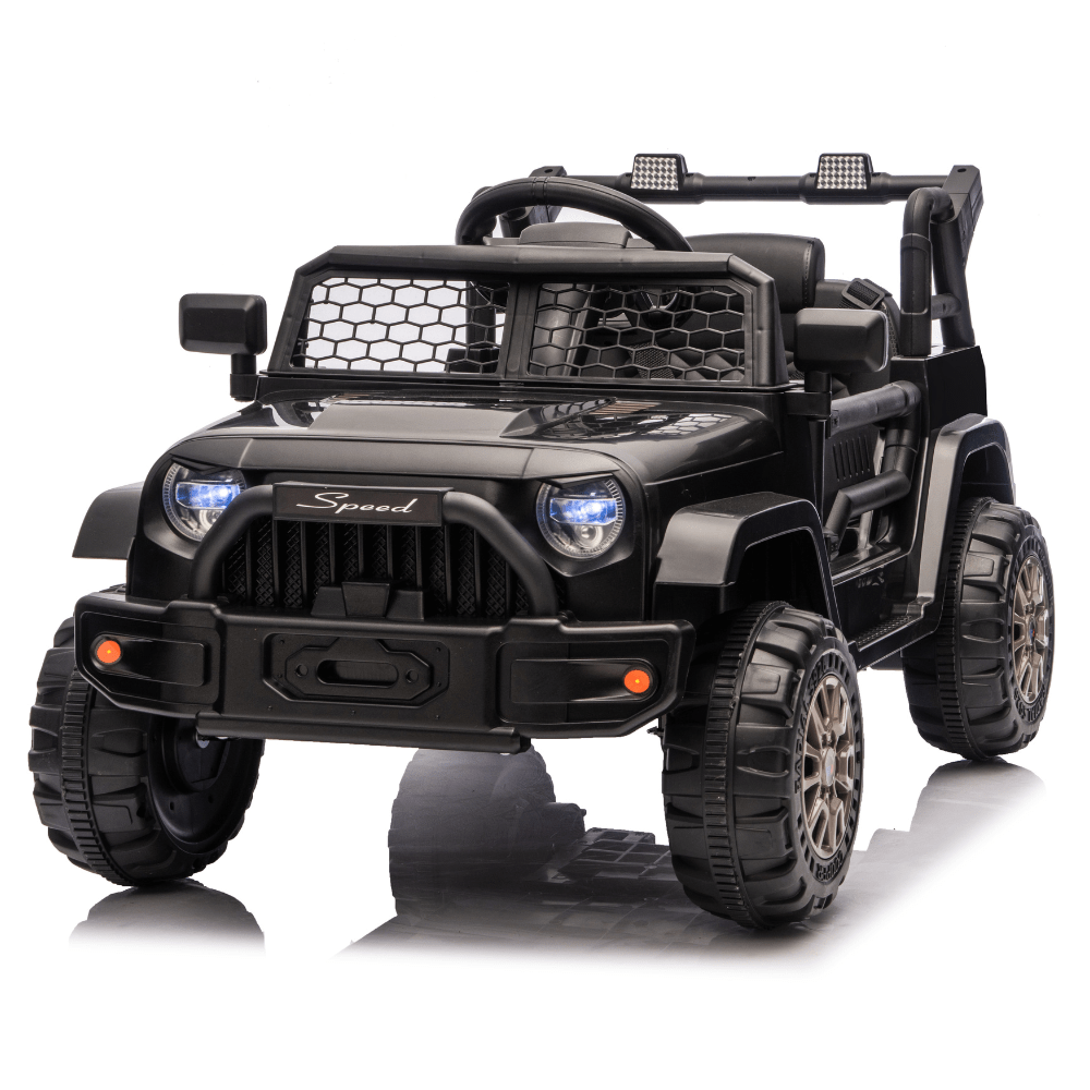Ηλεκτροκίνητο Παιδικό Jeep Off-Road 12V – Με Τηλεχειριστήριο, LED Φώτα, Μουσική & Ανοιγόμενες Πόρτες - ΜΑΥΡΟ