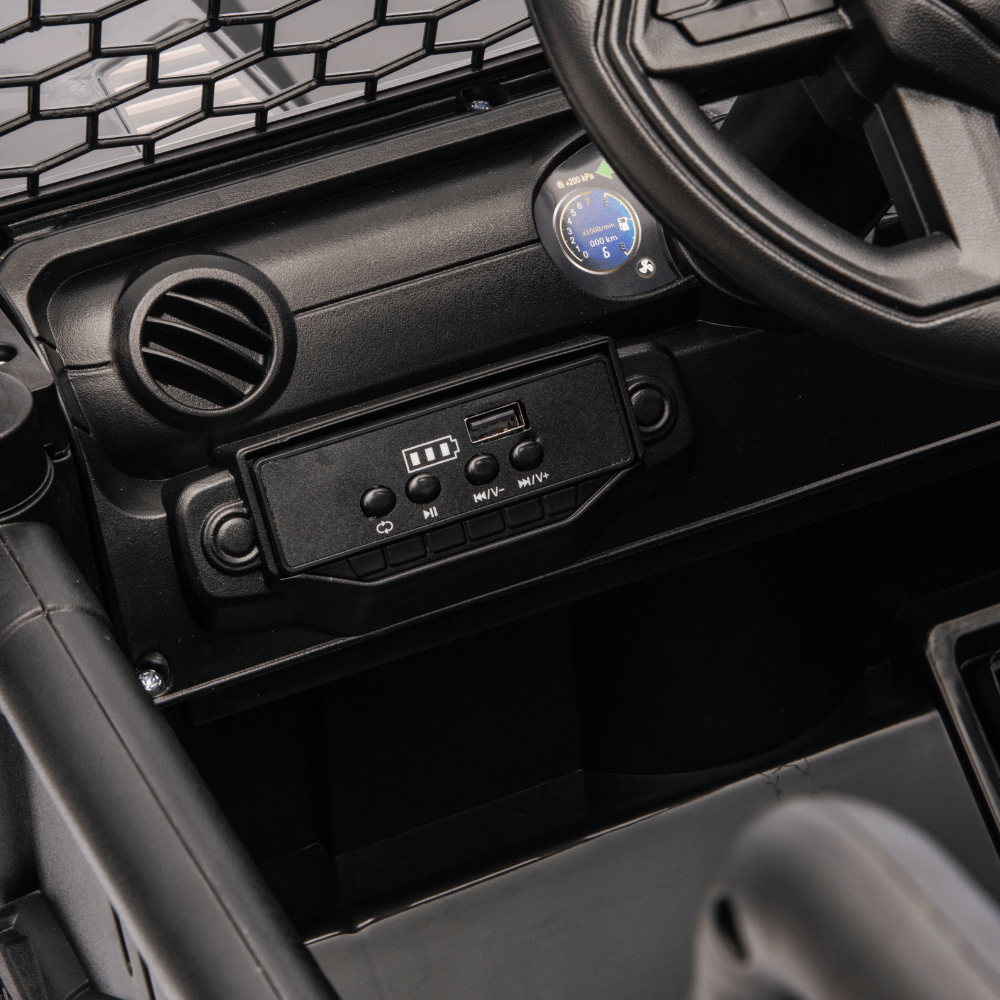 Ηλεκτροκίνητο Παιδικό Jeep Off-Road 12V – Με Τηλεχειριστήριο, LED Φώτα, Μουσική & Ανοιγόμενες Πόρτες - ΜΑΥΡΟ - Image 11