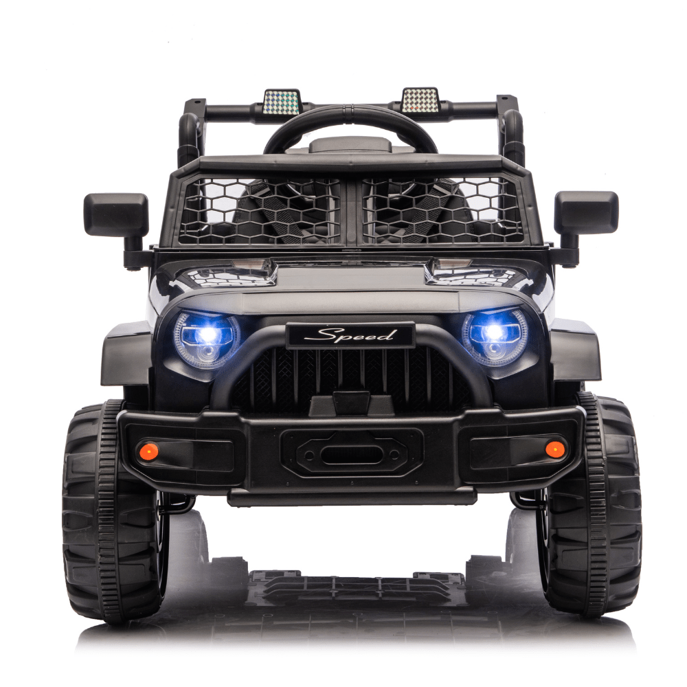 Ηλεκτροκίνητο Παιδικό Jeep Off-Road 12V – Με Τηλεχειριστήριο, LED Φώτα, Μουσική & Ανοιγόμενες Πόρτες - ΜΑΥΡΟ - Image 4