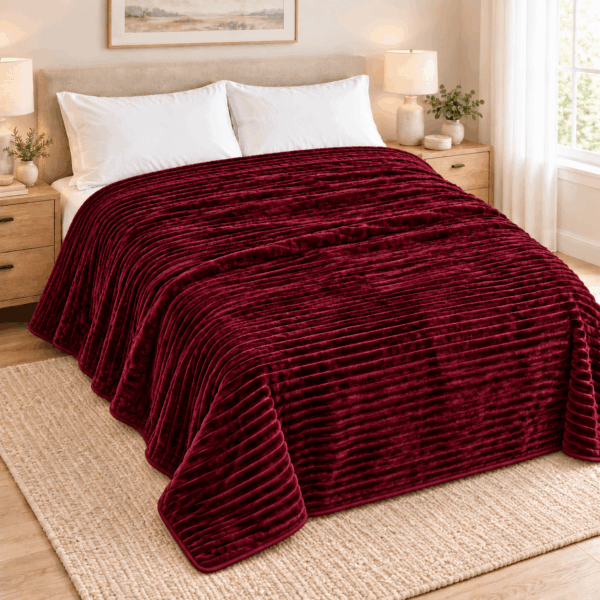 FLANNEL Sherpa Ultra Soft Διπλή Κουβέρτα 2KG - 220x230 - ΜΠΟΡΝΤΟ