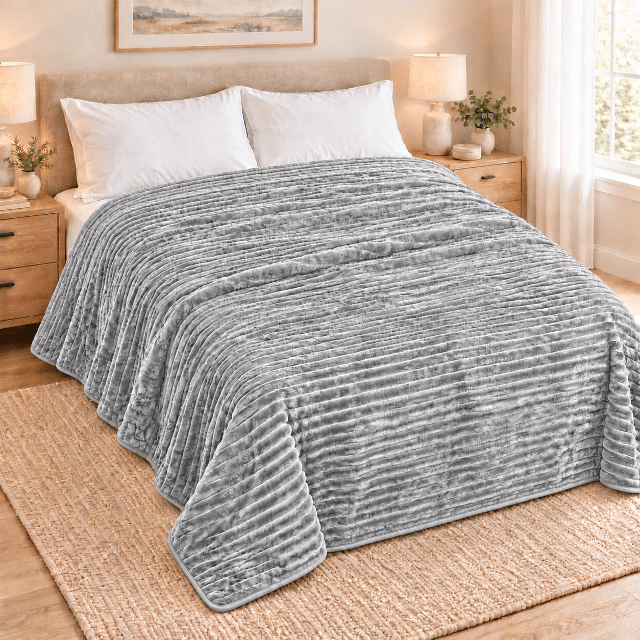FLANNEL Sherpa Ultra Soft Διπλή Κουβέρτα 2KG - 220x230 - ΓΚΡΙ ΑΝΟΙΧΤΟ