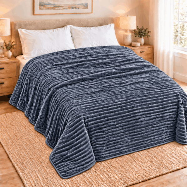 FLANNEL Sherpa Ultra Soft Διπλή Κουβέρτα 2KG - 220x230 - ΓΚΡΙ ΜΠΛΕ